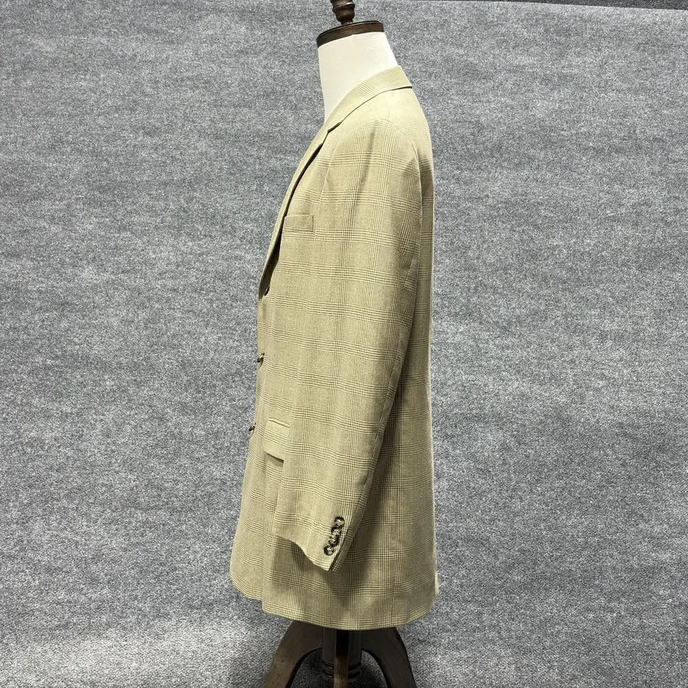 Austin Reed Blazer Mens 42L Tan Glen Plaid Sport Coat Made USA 3 Button Classic